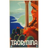 Original 1930's Italian travel poster for Taorimina by Grassi