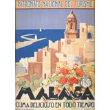 Original 1920s travel poster for Malaga by Verdugo