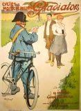 Antique Turn of the century French bicycle poster for Gladiator Cycles