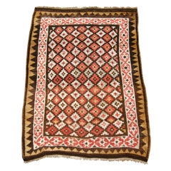 Antique Caucasian Diamond Lattice Zakatala with Restrained Palette of Warm Hues