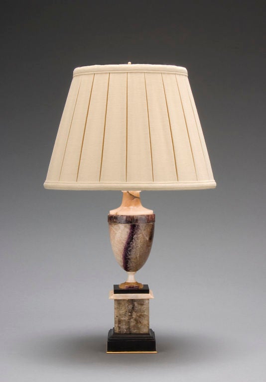 A Regency Blue John, Alabaster and Marble Urn.  Now  a lamp.