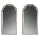 A Pair of Large French Neoclassical White Painted Mirrors.