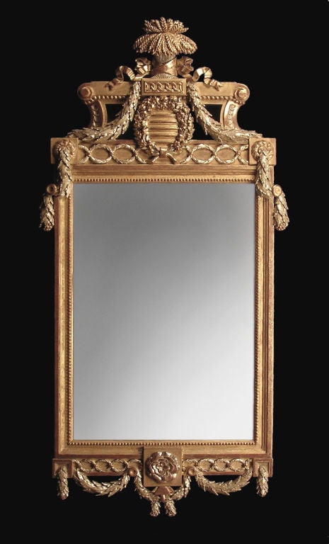 A Fine Swedish Neoclassical Carved Gilt Wood Mirror For Sale