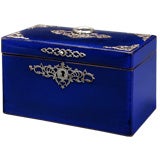 A French Metal Mounted Blue Lacquer Tea Caddy,