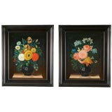 A Pair of Danish Paintings of Flowers. Oil on Canvas.