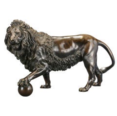 Sculpture en bronze patiné du lion de Waterloo