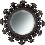 A French Wrought Iron Circular Mirror.  Signed:  MB