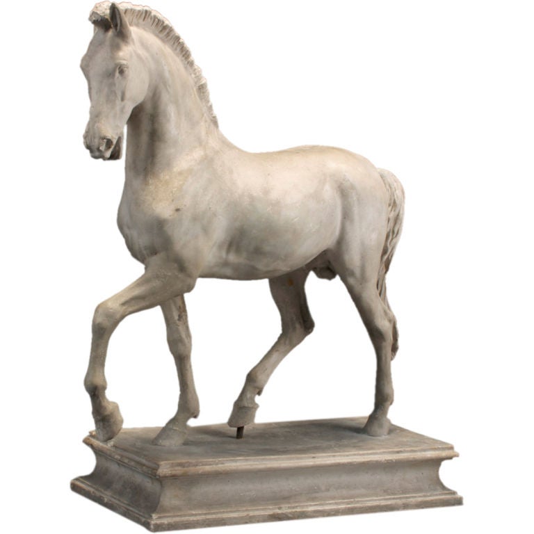 An Italian Patinated Plaster Horse. Inscribed:  Monti For Sale