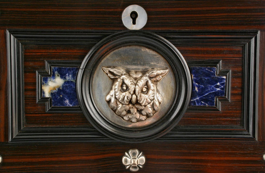 A Swiss Silver, Lapis Lazuli and Macassar Ebony Box 2