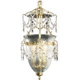 A Russian Cut Glass and Brass Lantern