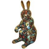 Antique Stylized cloisonne rabbit sculpture
