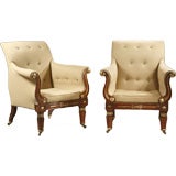 PAIR OF ENGLISH UPHOLSTERED ARMCHAIRS