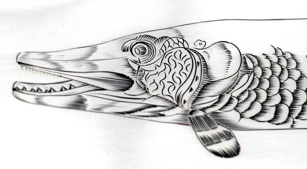 Orchids Towle Sterling Silver Fish Set Superb Engraving