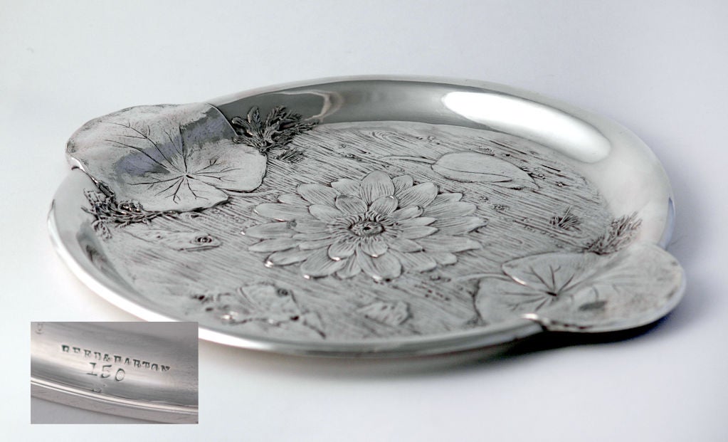 PLEASE VISIT LAUREN STANLEY IN NEW YORK CITY<br />
<br />
An extraordinary circa 1890 silverplate tray by Reed & Barton, of Taunton, MASS, chased with rippling water, frogs, sea foliage, lily pads and more.   <br />
<br />
Dimensions:  14 inches