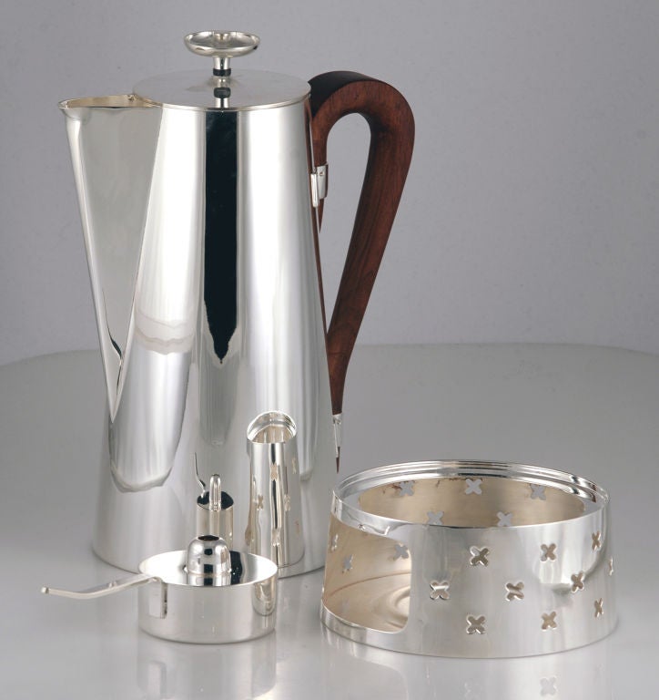 Tommi Parzinger 1953 Silverplate 3 Pcs Coffee Pot  Set In Excellent Condition For Sale In New York, NY