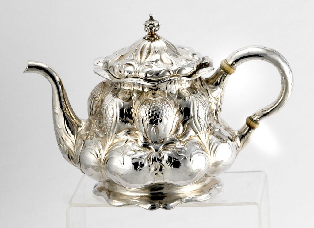 Gorham Martele Tea / Coffee Set Tray Sterling Silver 1898 1