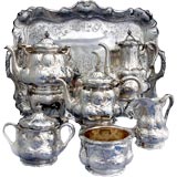 Gorham Martele Tea / Coffee Set Tray Sterling Silver 1898