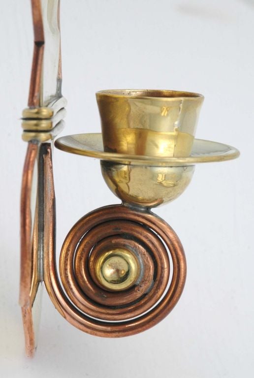 Mid-20th Century Rare Aguilar Wall Sconces Copper & Brass 1940 VISIT LAUREN STANLEY IN NYC For Sale