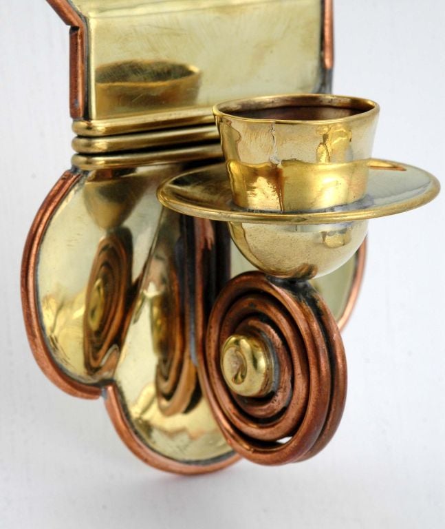 Rare Aguilar Wall Sconces Copper & Brass 1940 VISIT LAUREN STANLEY IN NYC For Sale 1
