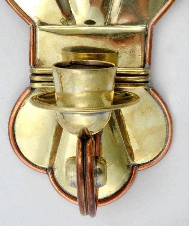Rare Aguilar Wall Sconces Copper & Brass 1940 VISIT LAUREN STANLEY IN NYC For Sale 2