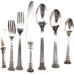 IMPORTANT Aguilar 1940 Sterling Silver Aztec Flatware, 105 Pieces PLEASE INQUIRE