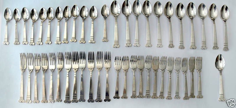Mid-20th Century IMPORTANT Aguilar 1940 Sterling Silver Aztec Flatware, 105 Pieces PLEASE INQUIRE