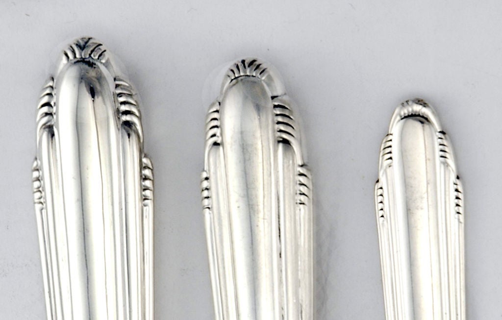 SAARINEN Dominick Haff Sterling Silver Art Deco Flatware Set 1930 SEE LARGER SET In Excellent Condition In New York, NY