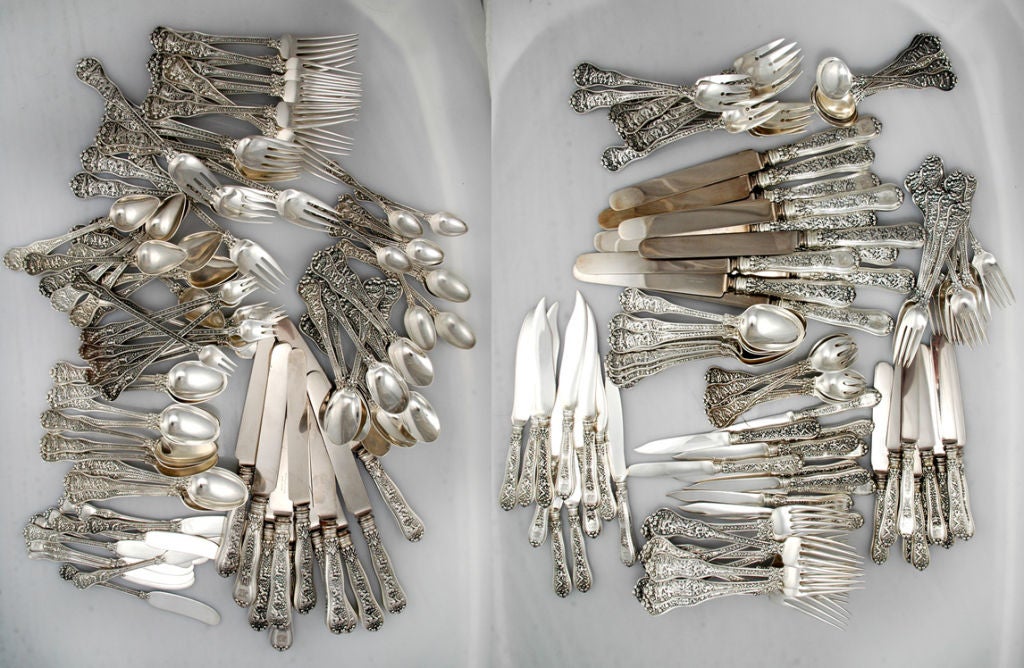 ANTIQUE TIFFANY STERLING SILVER OLYMPIAN 21 pcs/PLACE SETTING For Sale 3