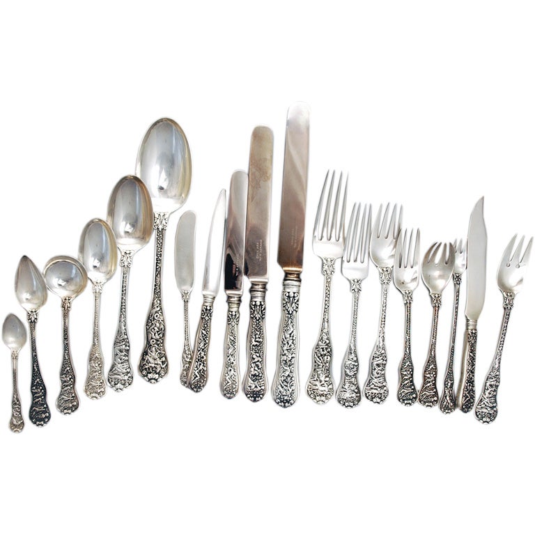 ANTIQUE TIFFANY STERLING SILVER OLYMPIAN 21 pcs/PLACE SETTING For Sale