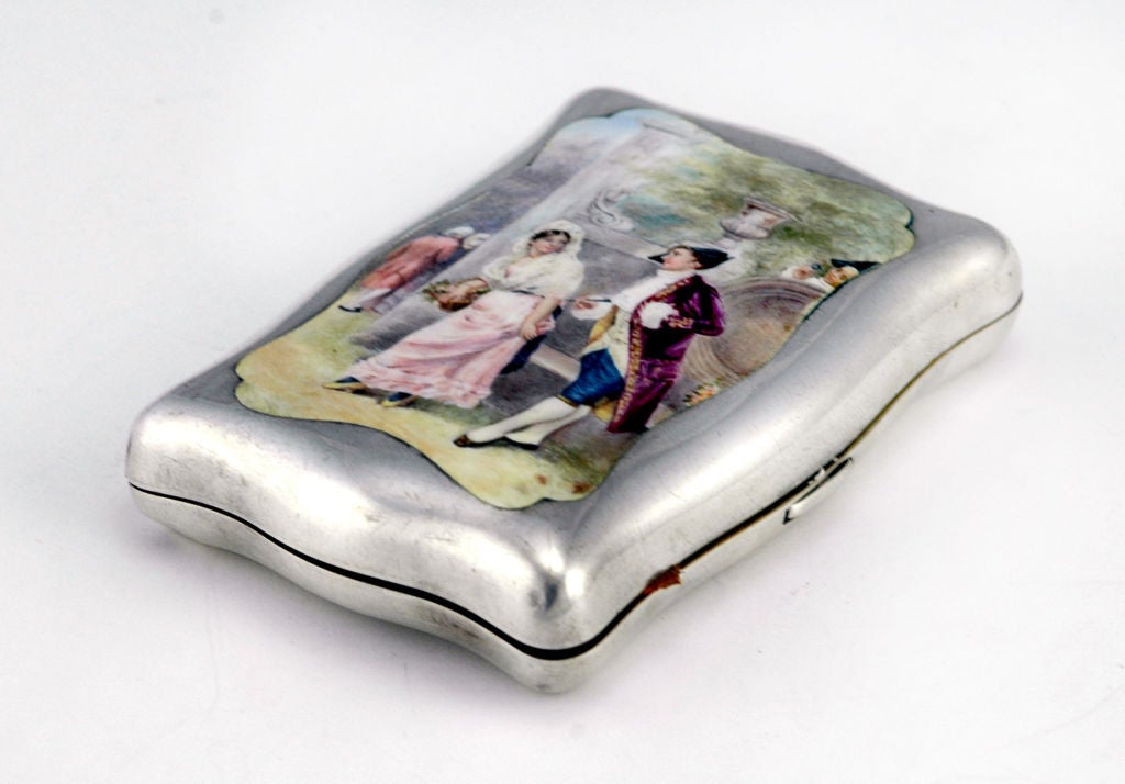 American ONE-OF-A-KIND Gorham Enamel, Sterling Silver Columbia Expo Cigarette Case For Sale