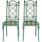 Pair of Faux Bamboo Iron Garden Side Chairs