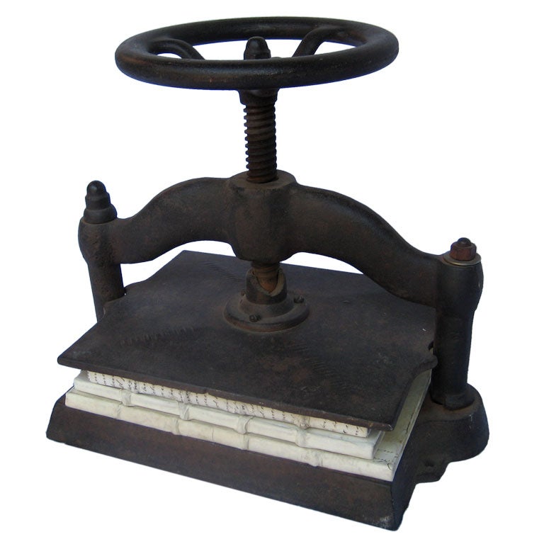 Antique book press.