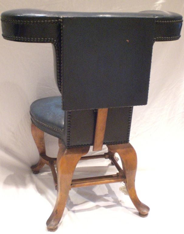 20th Century Blue Leather Upholstered Cockfighter's Chair