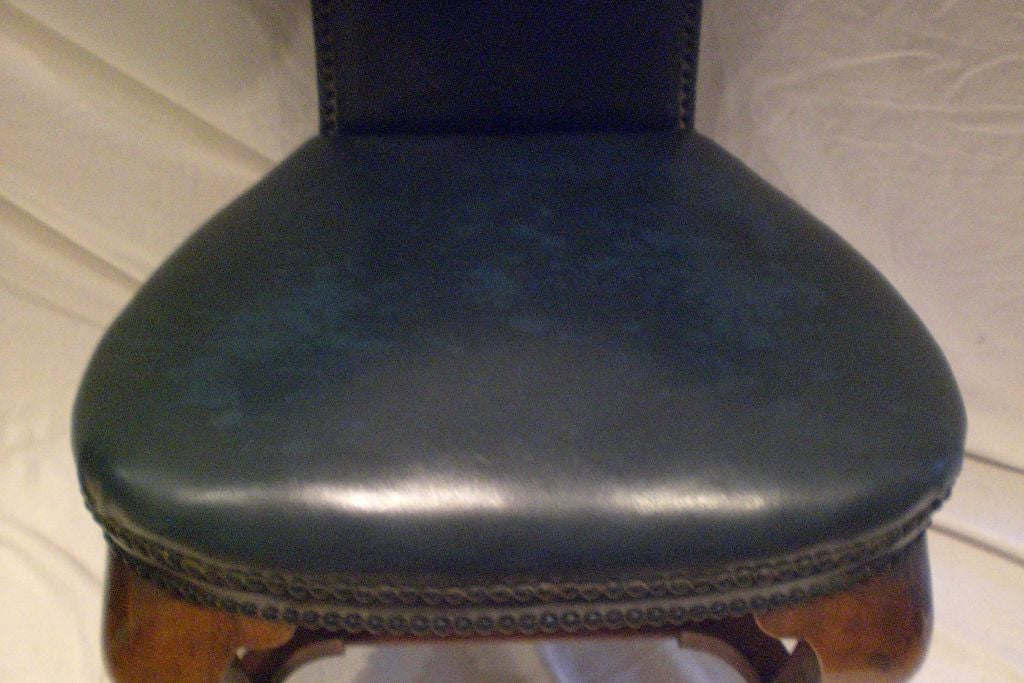 Blue Leather Upholstered Cockfighter's Chair 4