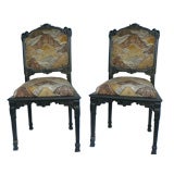 Pair of Antique Ebonized Carved Side Chairs