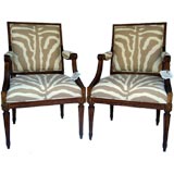 Antique Pair of Louis XVI Carved Arm Chairs