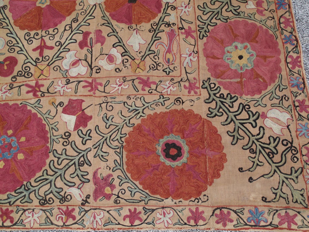 Antique suzani from Uzbekistan. Pieces like this are associated with wedding customs and are among the most impressive examples of textile art.