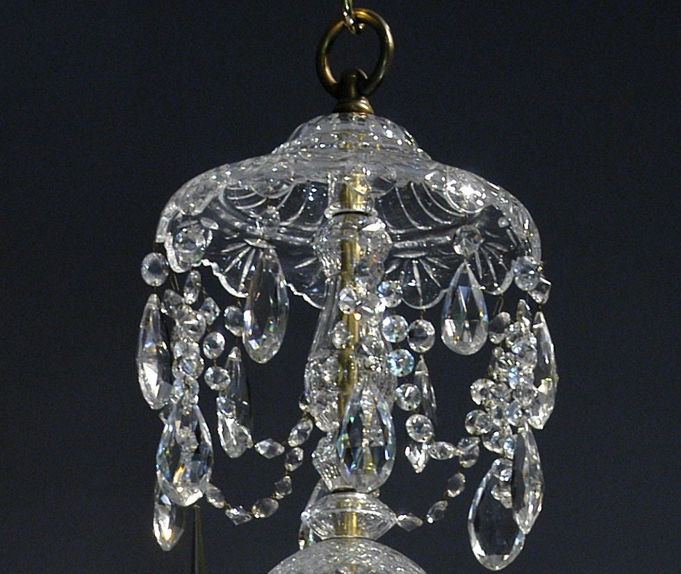 American Georgian Style Hand Finished Two Tier Cut Crystal Chandelier For Sale