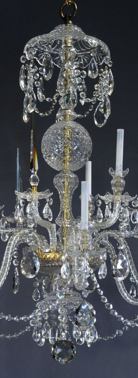 Faceted Georgian Style Hand Finished Two Tier Cut Crystal Chandelier For Sale