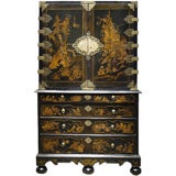 William & Mary Japanned Cabinet on Chest. c.1690