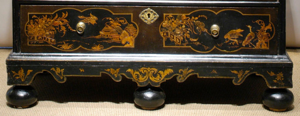 William & Mary Japanned Cabinet on Chest. c.1690 2