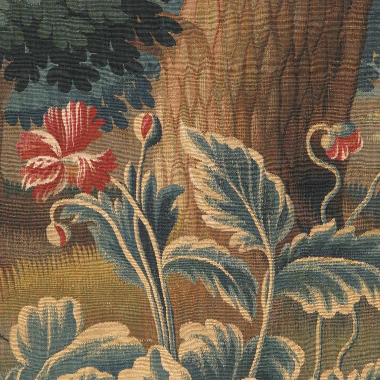 Silk Pair of Antwerp Verdure Tapestry Panels