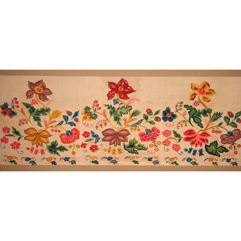 Mounted Crewelwork Valance For Sale