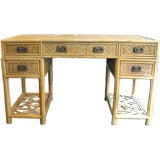 Vintage Bamboo and Cane Campaign Desk