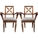 Elegant Pair of French 40's Walnut Armchairs