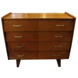 Mid Century Solid Oak Chest of Drawers with Brass drawer pulls