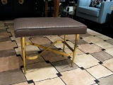Upholstered Bench with Brass X-base