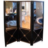 3 Panel Neo Classic Mirrored Screen with Crossed Arrow Motif