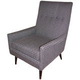 Mid-Century Lounge Chair in Black and White Boucle