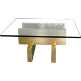 Evans style Geometric Brass Interlocking Block Coffee Table